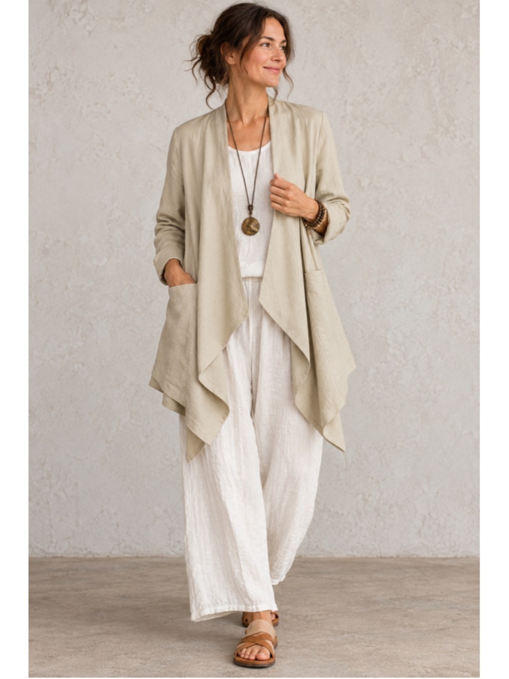 Transit Par-Such Size 4 Draped Asymmetrical Jacket Linen Look Lagenlook Italy